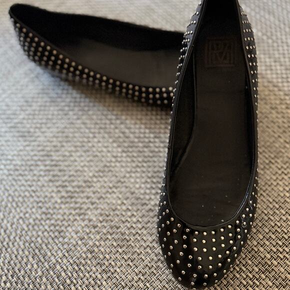 POUR LE VICTOIRE Genuine leather studded ballet flats 9.5 black whimsigoth - Picture 1 of 6
